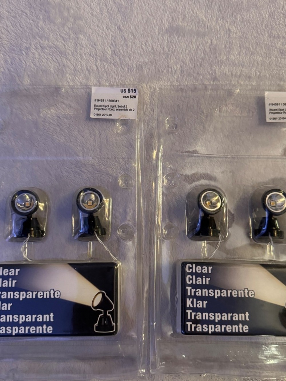 Round Spot Light Set of 2 Clear LED Miniature Accent Lighting Black 94581 598341